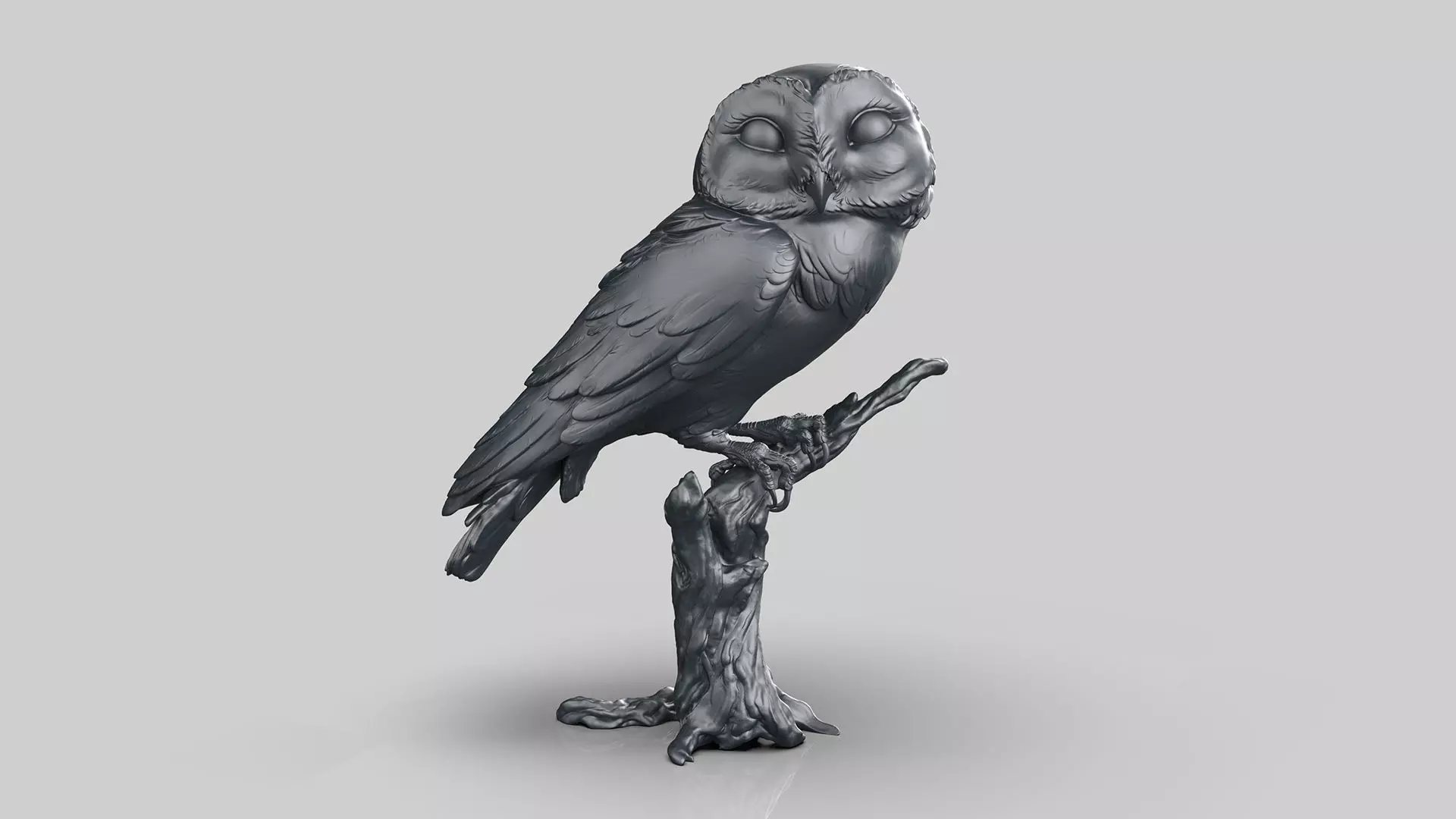 Owl  sitting   -  3D Sculpting 3D print model_7