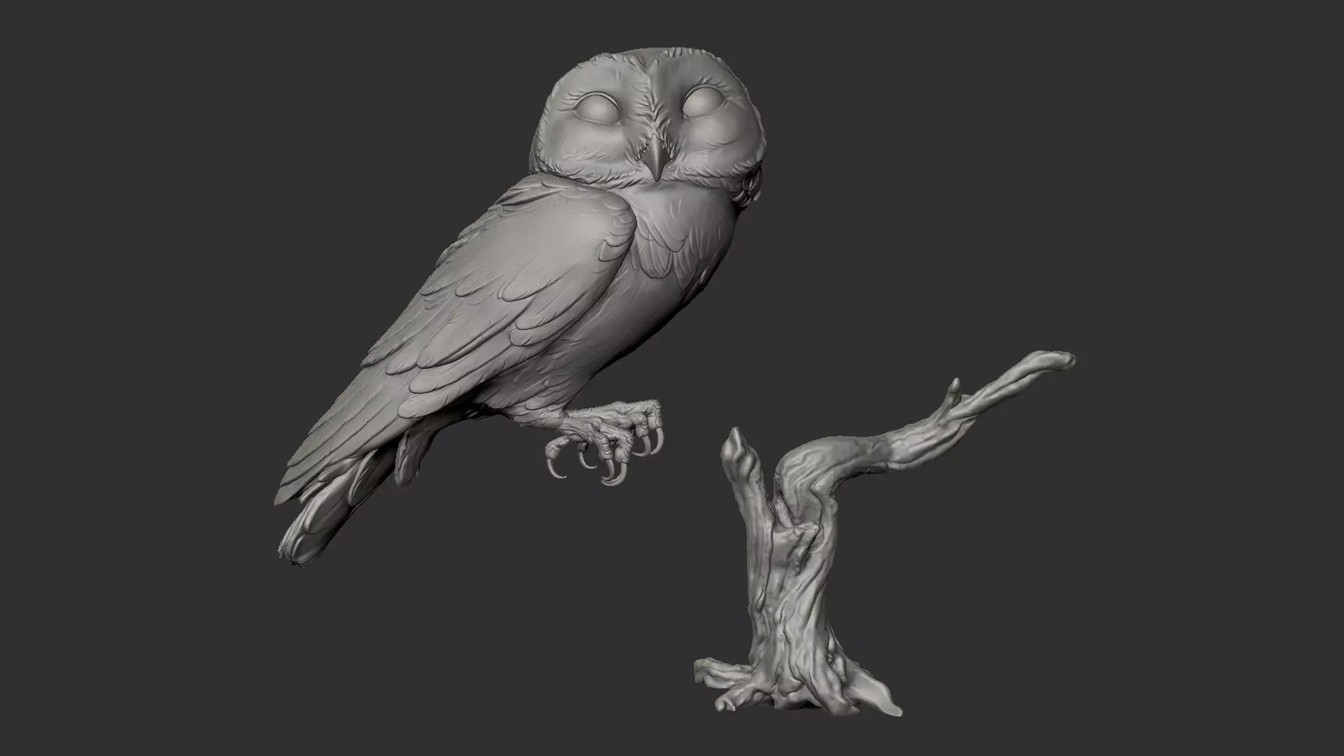 Owl  sitting   -  3D Sculpting 3D print model_6