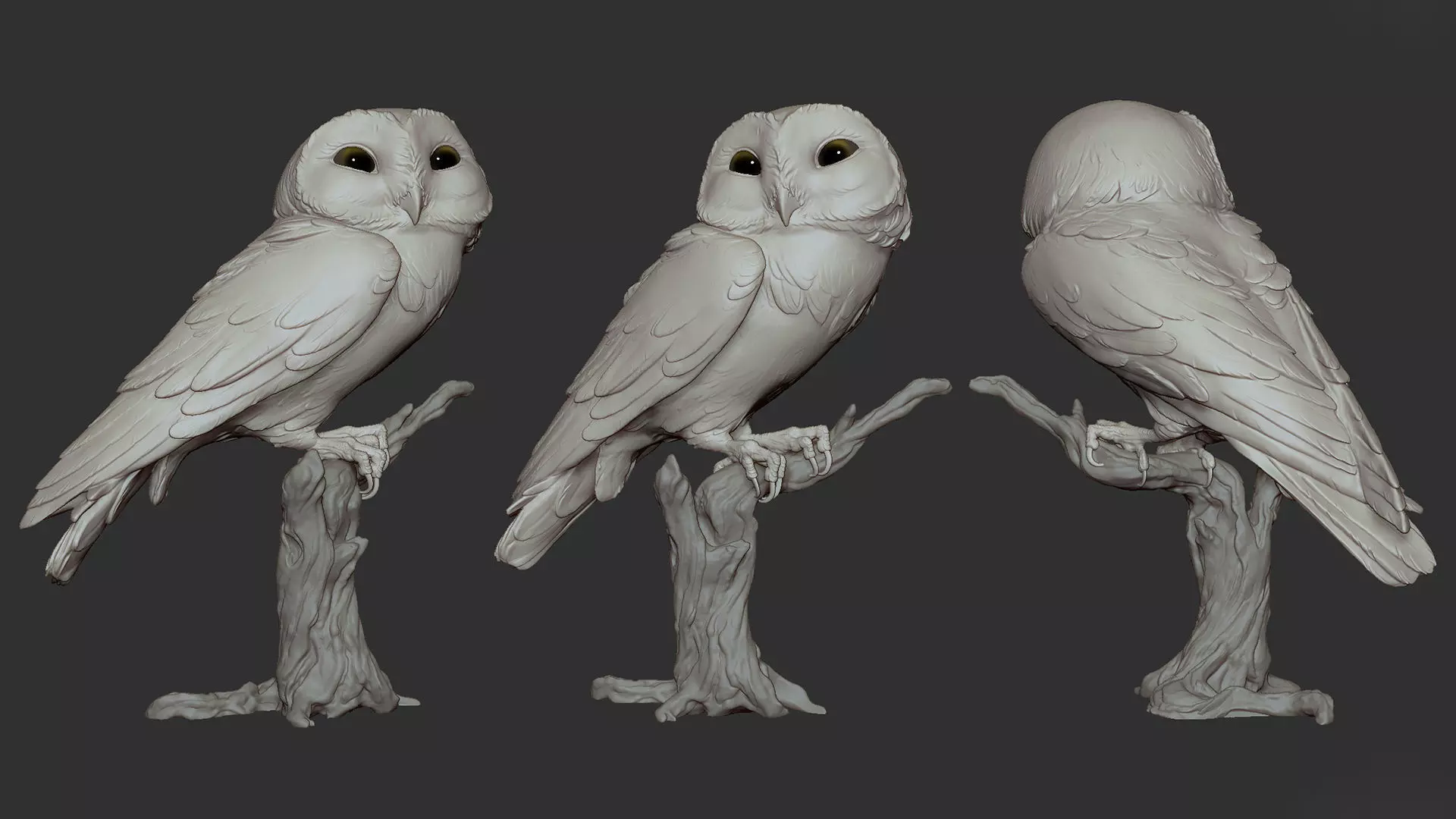 Owl  sitting   -  3D Sculpting 3D print model_5