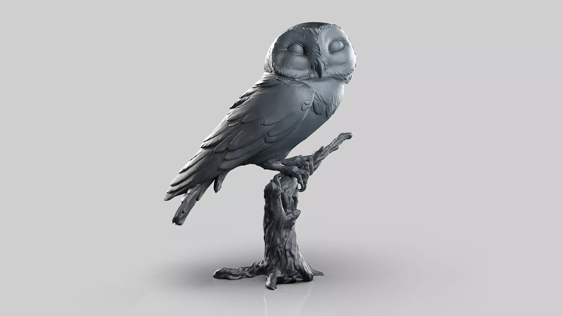 Owl  sitting   -  3D Sculpting 3D print model_9