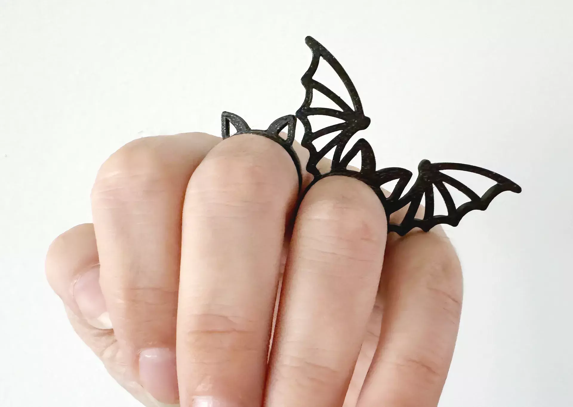 Bat Wing and Cat Ear Ring Set STL 3D print model_0