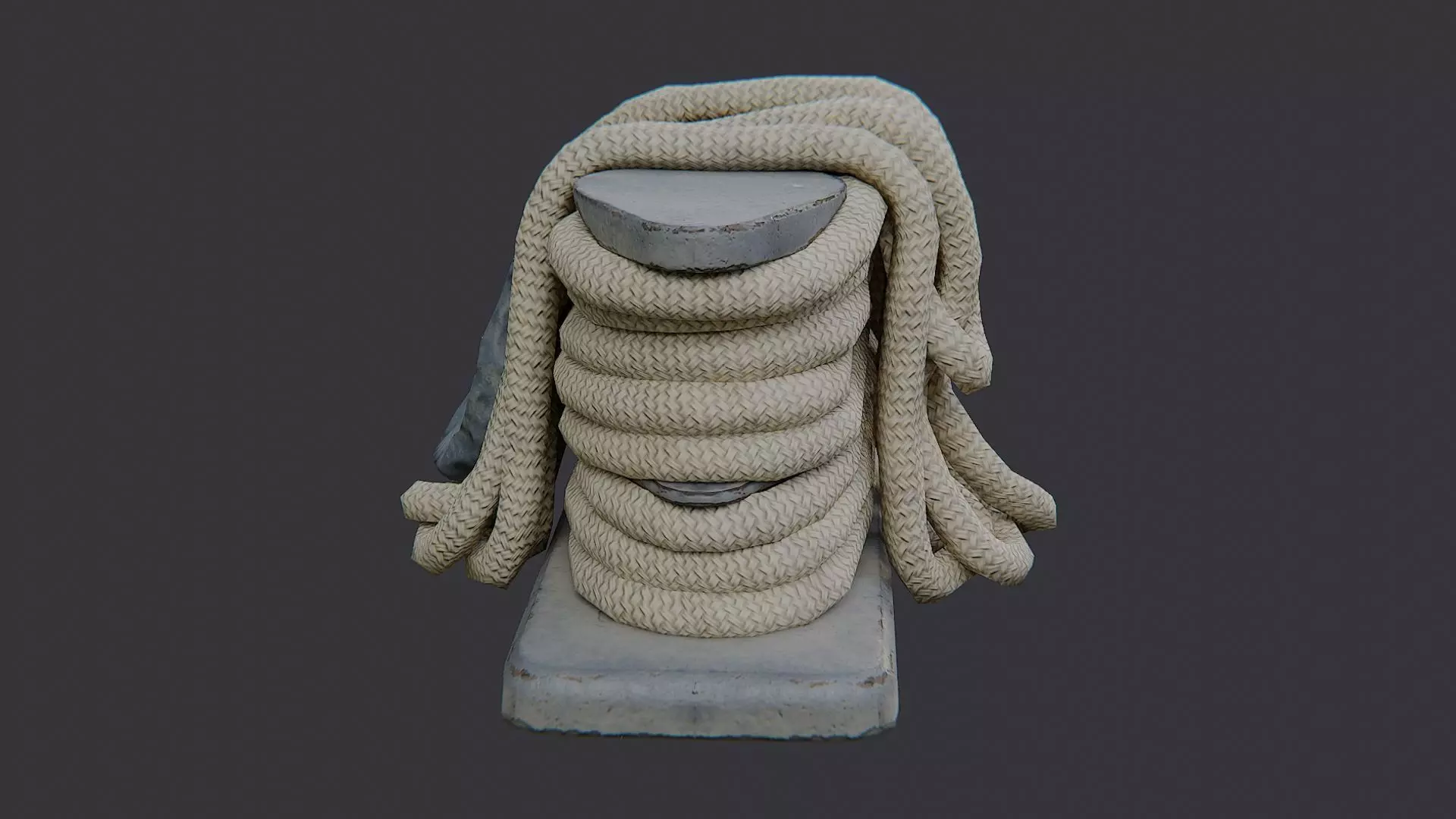 Boat Deck Rope Coil for Vessels Low-poly 3D model_1