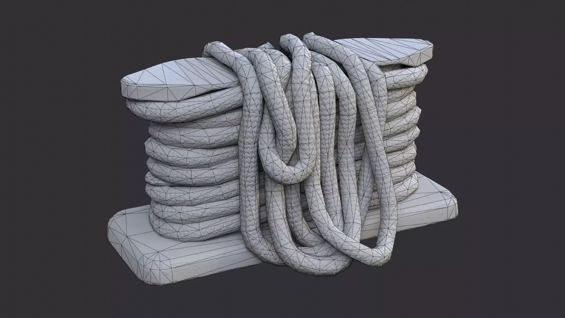 Boat Deck Rope Coil for Vessels Low-poly 3D model_7