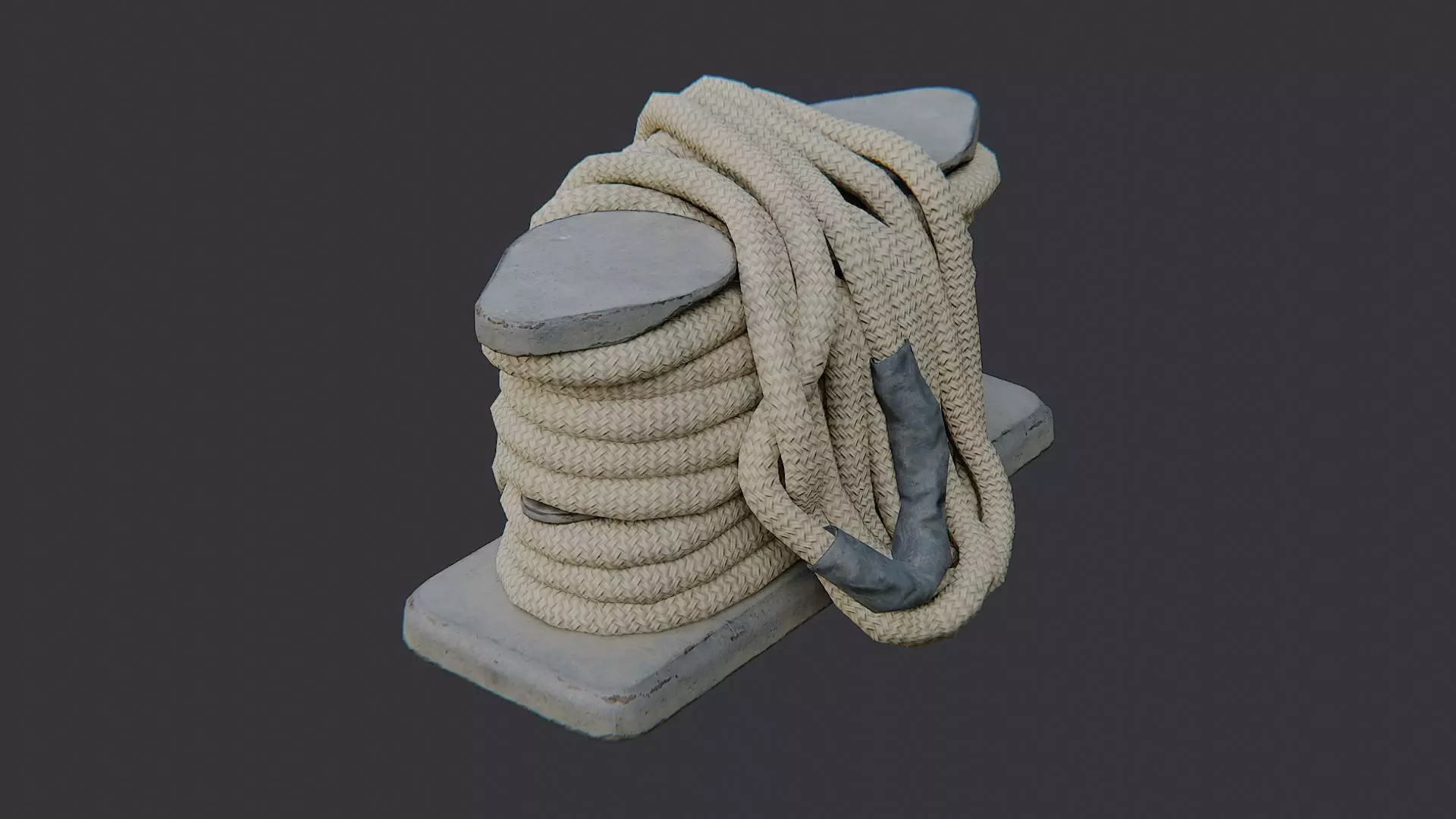 Boat Deck Rope Coil for Vessels Low-poly 3D model_3