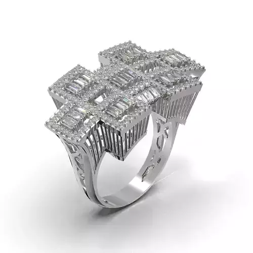 Elegant Round Baguette Ring Base 3D Printable