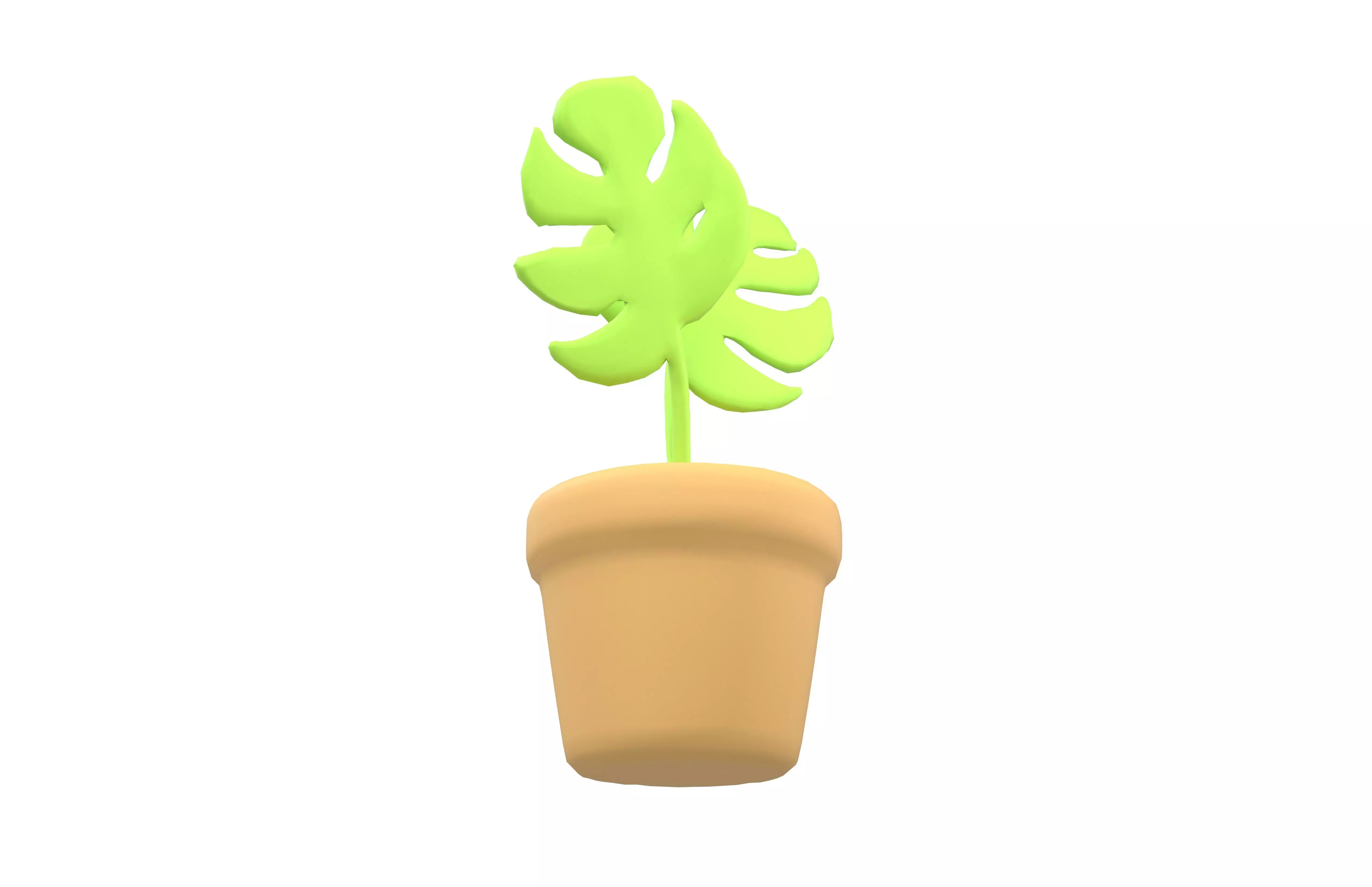 Cartoon Potted Plant v1 001 Low-poly 3D model_3