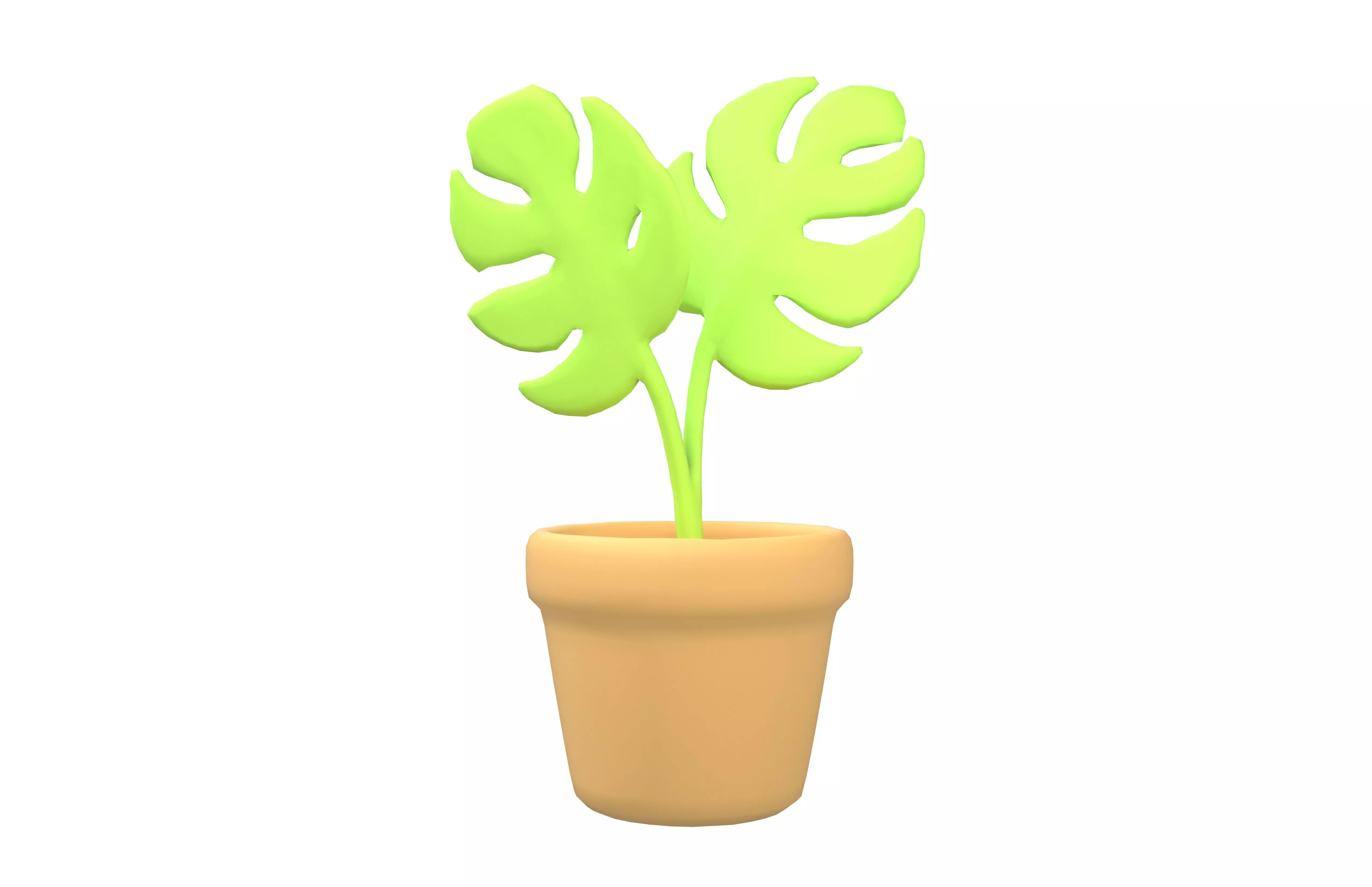 Cartoon Potted Plant v1 001 Low-poly 3D model_1