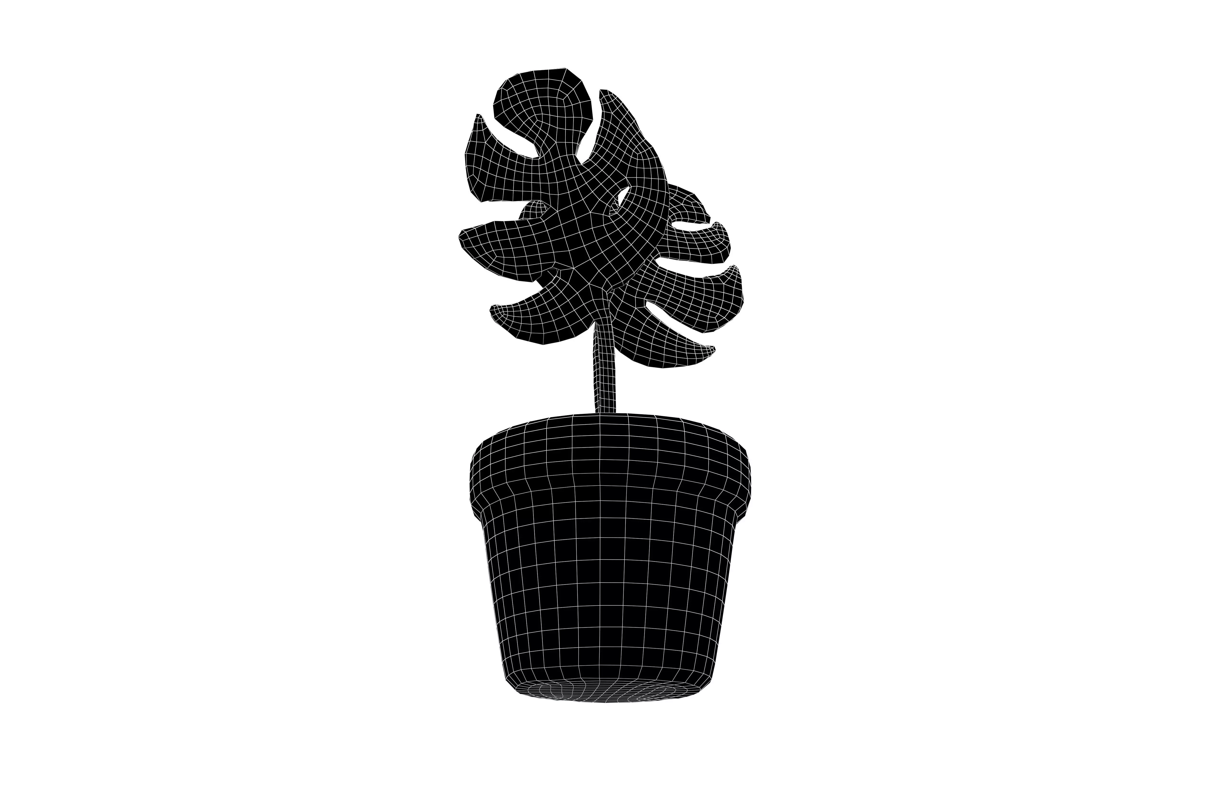 Cartoon Potted Plant v1 001 Low-poly 3D model_7
