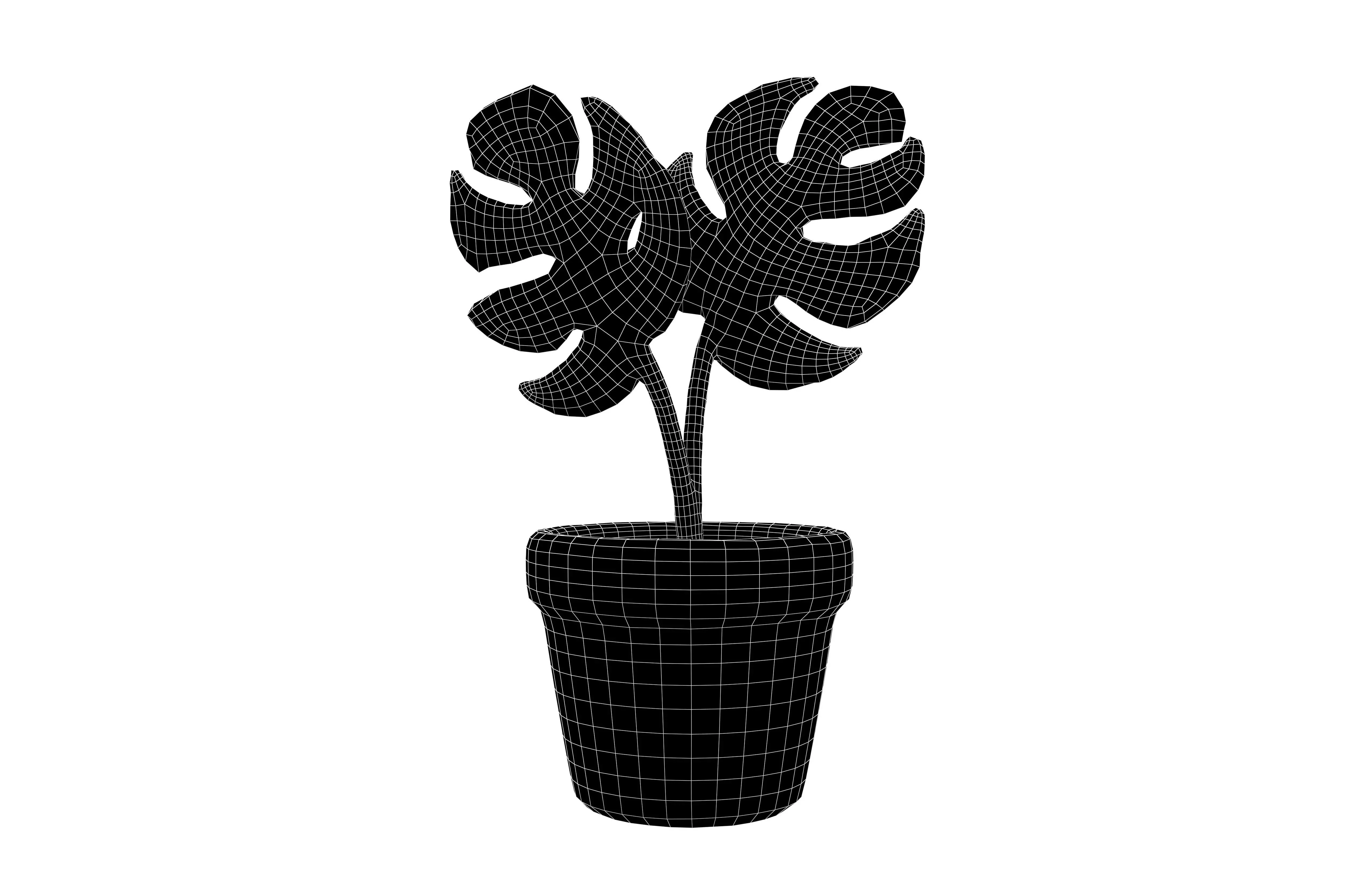 Cartoon Potted Plant v1 001 Low-poly 3D model_5
