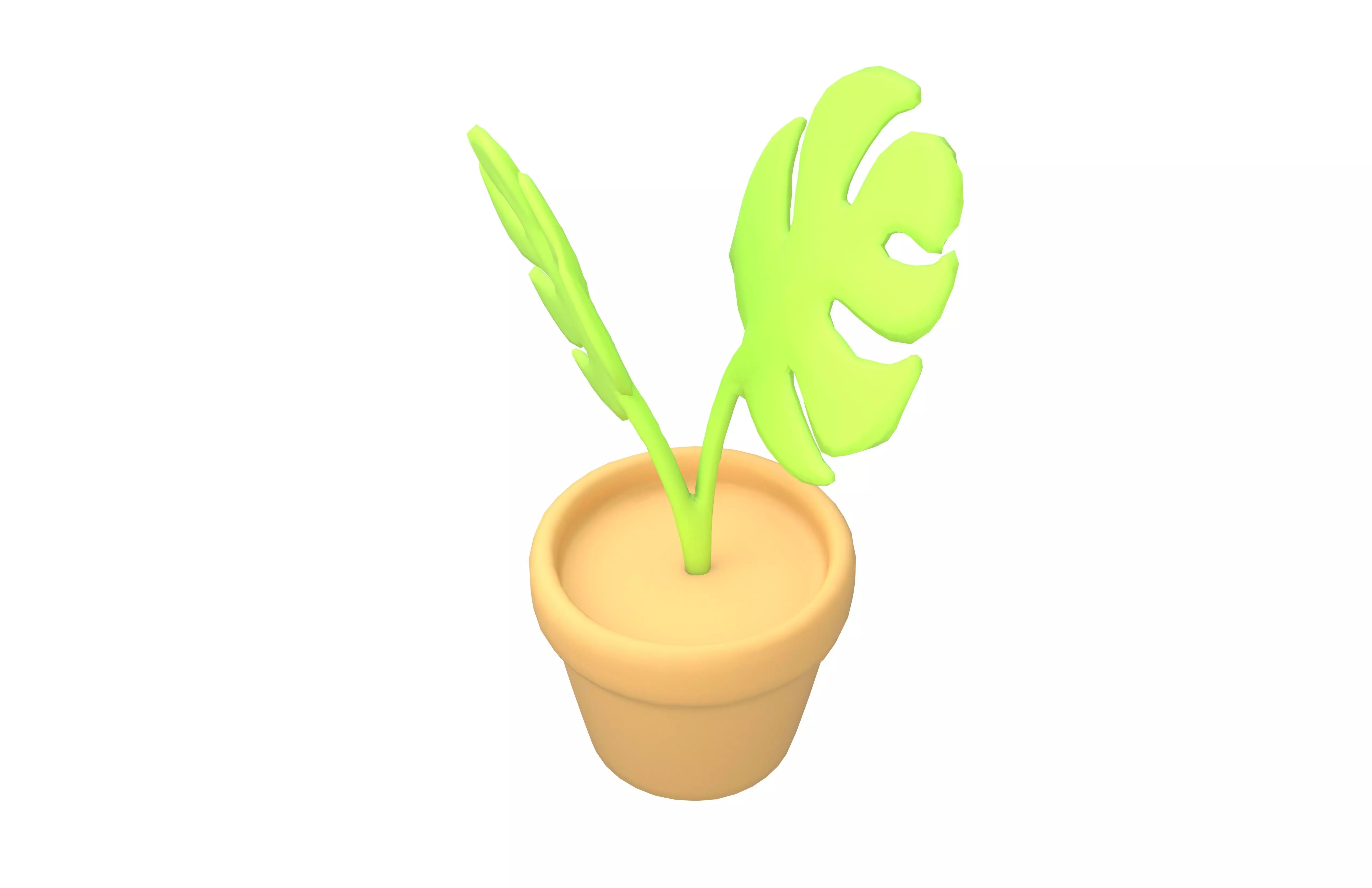 Cartoon Potted Plant v1 001 Low-poly 3D model_2