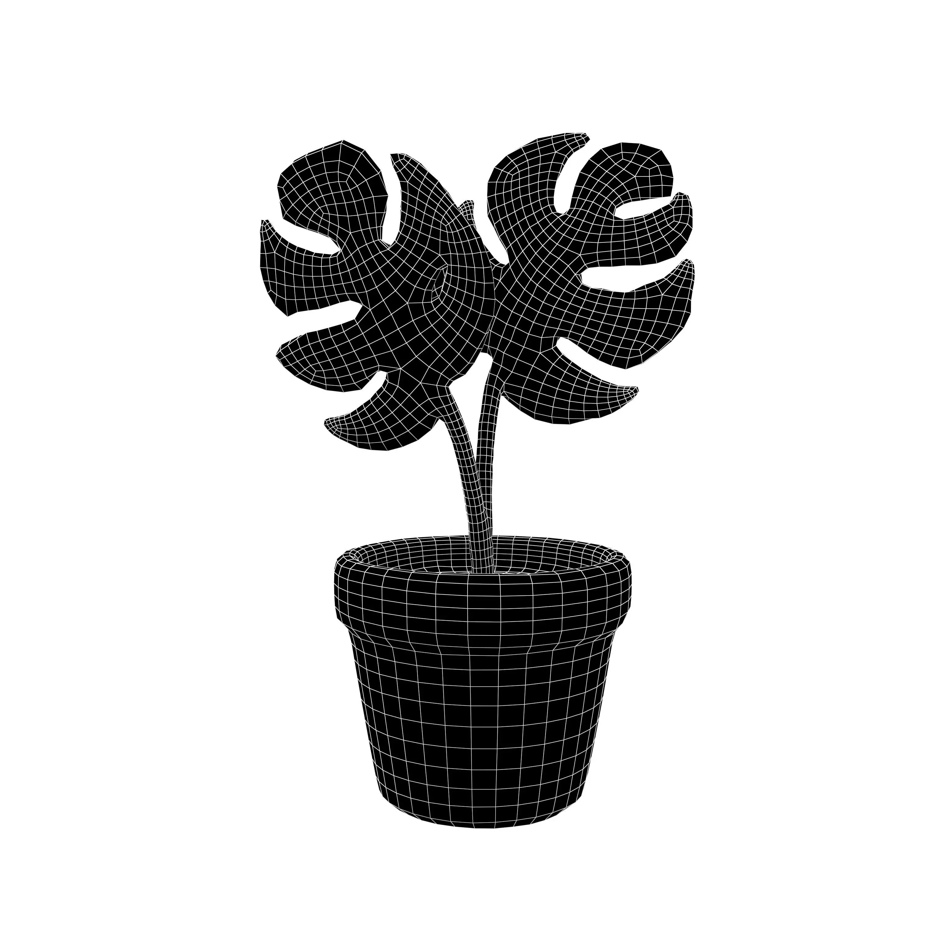 Cartoon Potted Plant v1 001 Low-poly 3D model_4