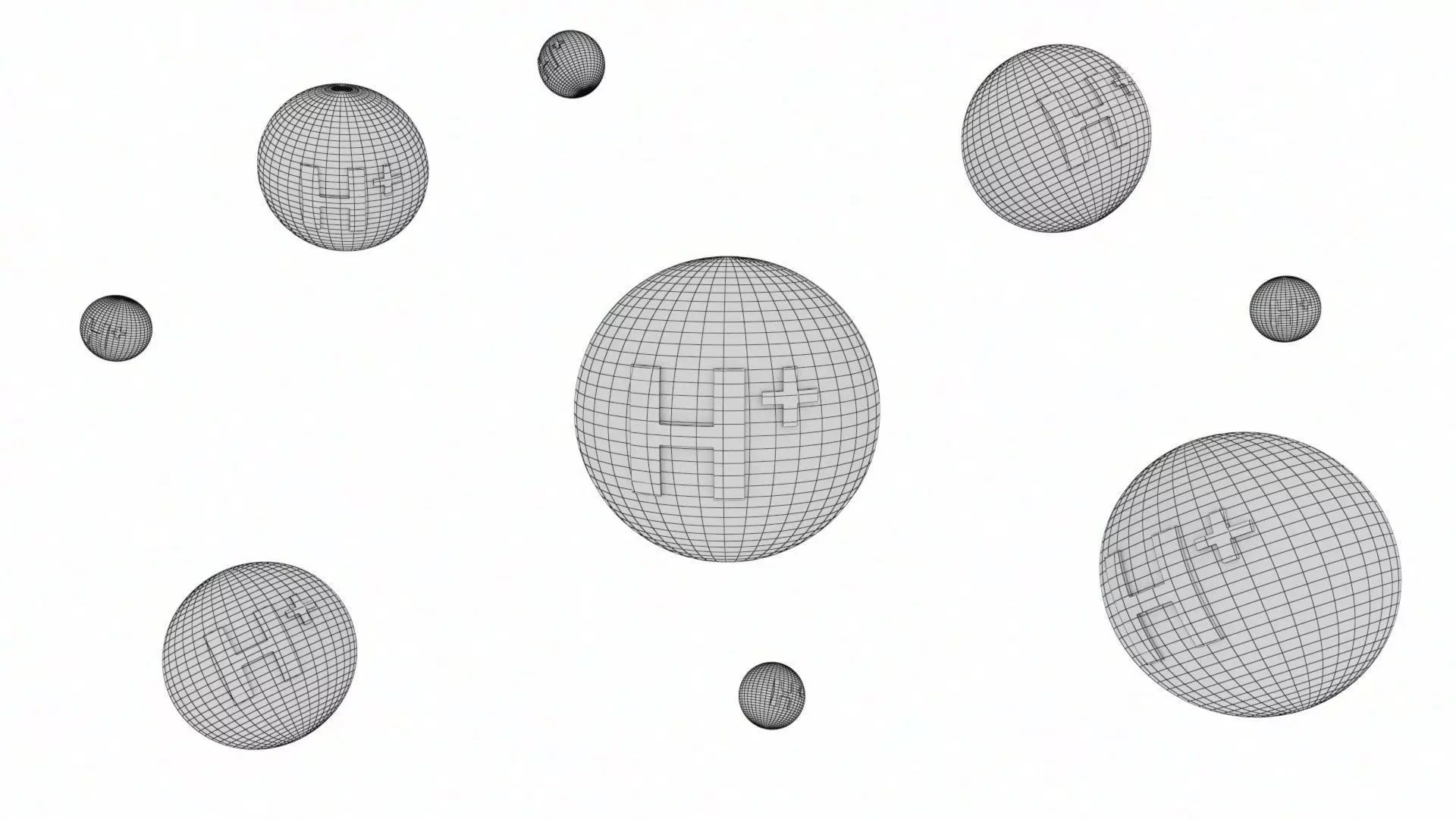 Hydrogen Proton Ion Low-poly 3D model_18