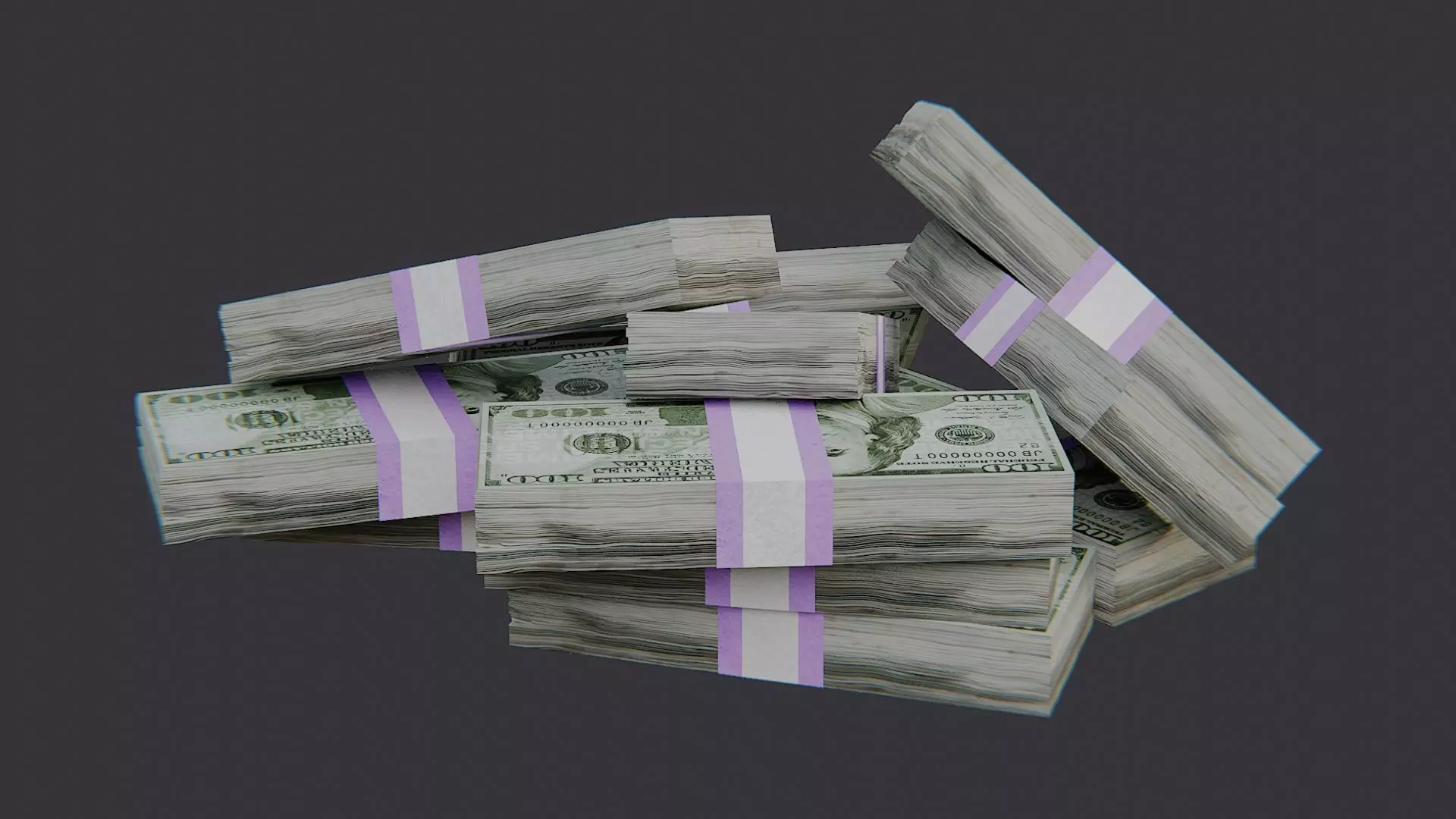 Cash Stack Decorative Pile for Visual Scenes Low-poly 3D model_0