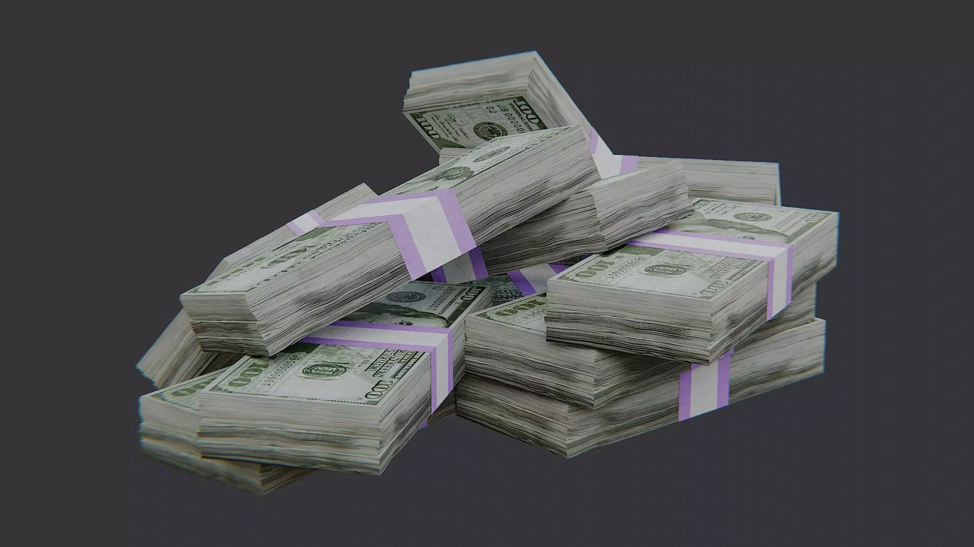 Cash Stack Decorative Pile for Visual Scenes Low-poly 3D model_1