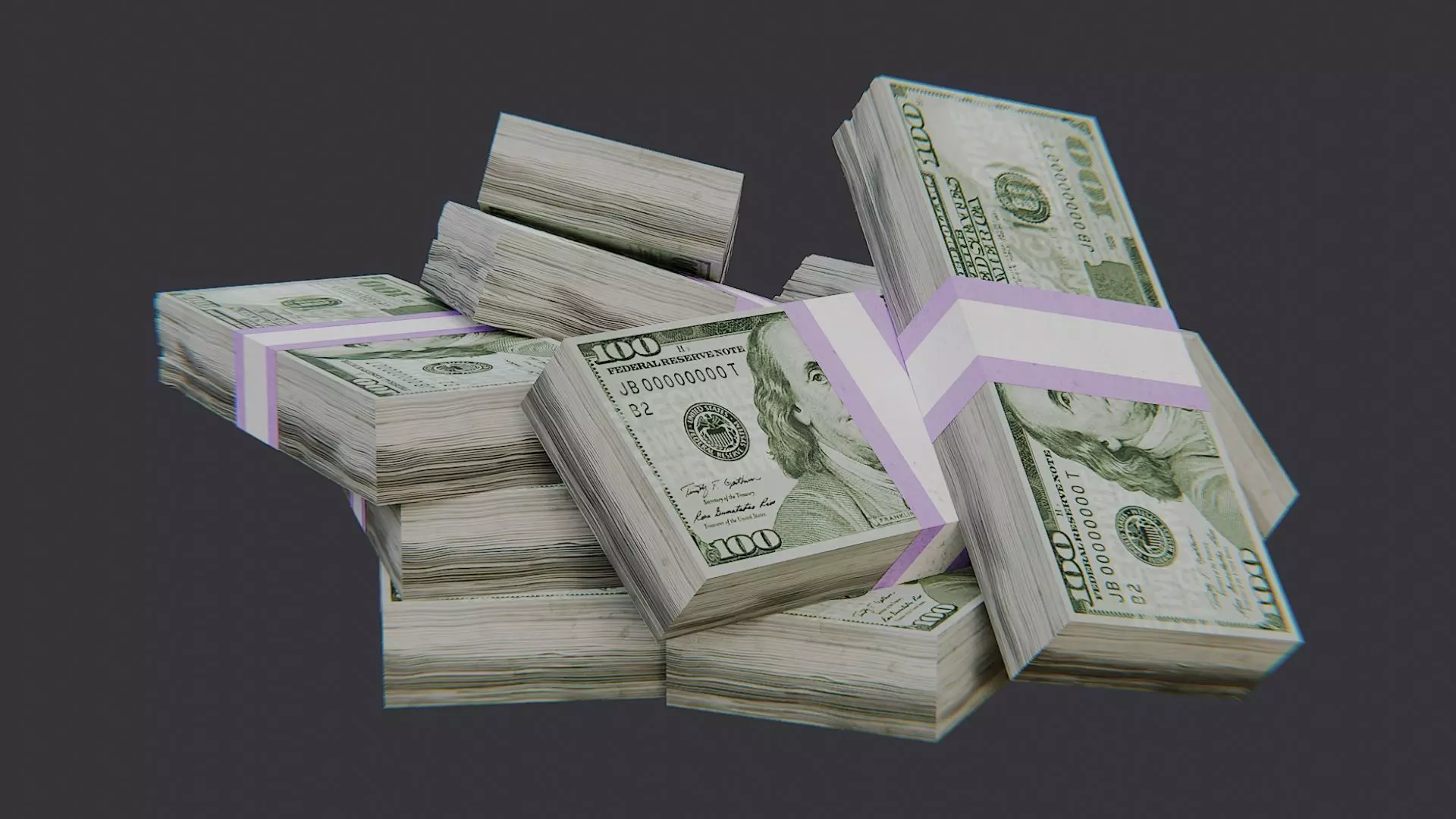 Cash Stack Decorative Pile for Visual Scenes Low-poly 3D model_2
