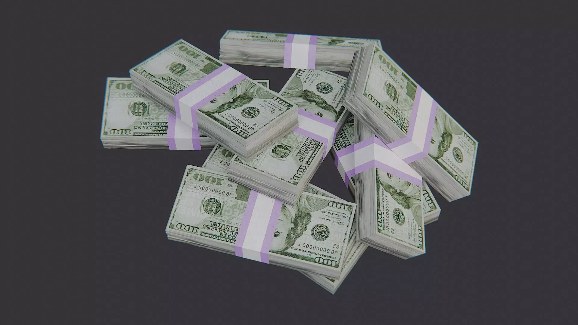 Cash Stack Decorative Pile for Visual Scenes Low-poly 3D model_4