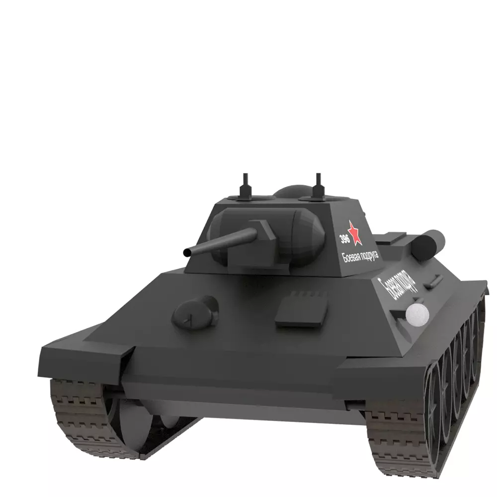 WW2 Soviet T-34 Tank the Fighting Girlfriend 3D model_2