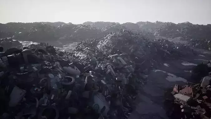 Trash junk and debris piles 