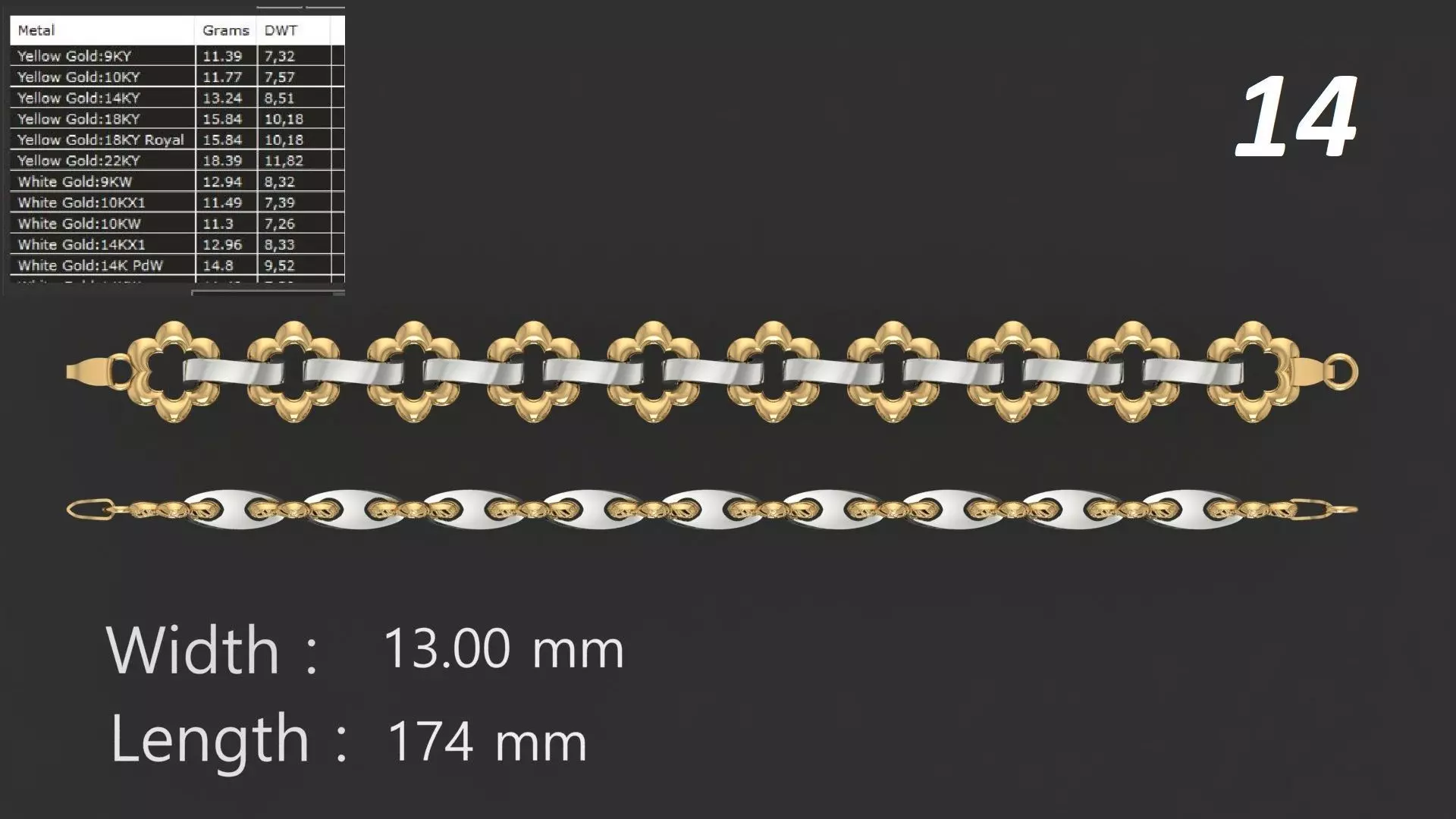 JALI FUSHION LINK CHAIN BRACELET PACK 20 3D print model_13