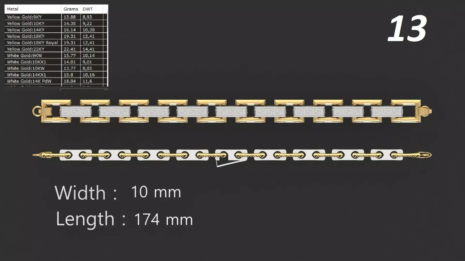 JALI FUSHION LINK CHAIN BRACELET PACK 20 3D print model_12