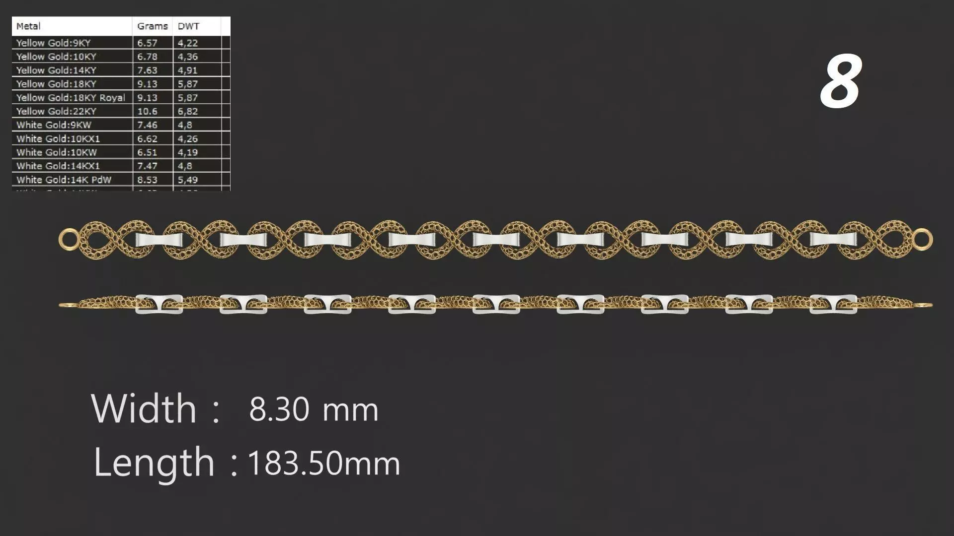 JALI FUSHION LINK CHAIN BRACELET PACK 20 3D print model_7