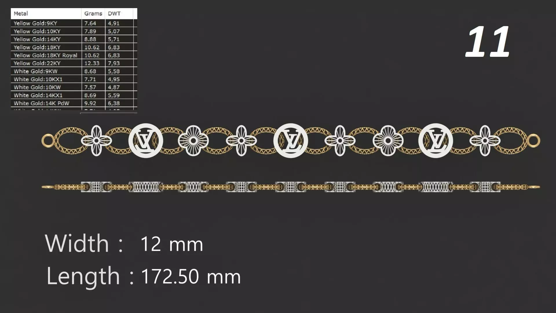 JALI FUSHION LINK CHAIN BRACELET PACK 20 3D print model_10