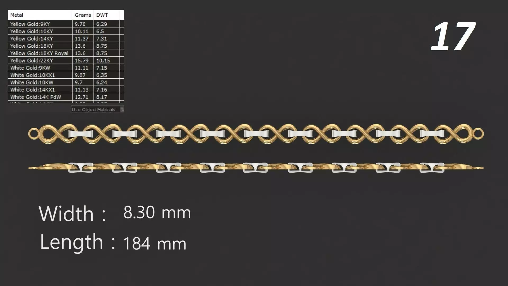 JALI FUSHION LINK CHAIN BRACELET PACK 20 3D print model_16