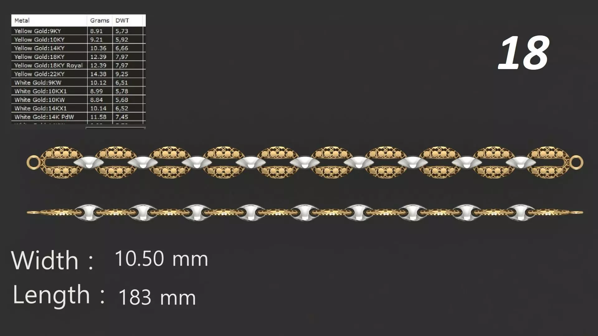 JALI FUSHION LINK CHAIN BRACELET PACK 20 3D print model_17