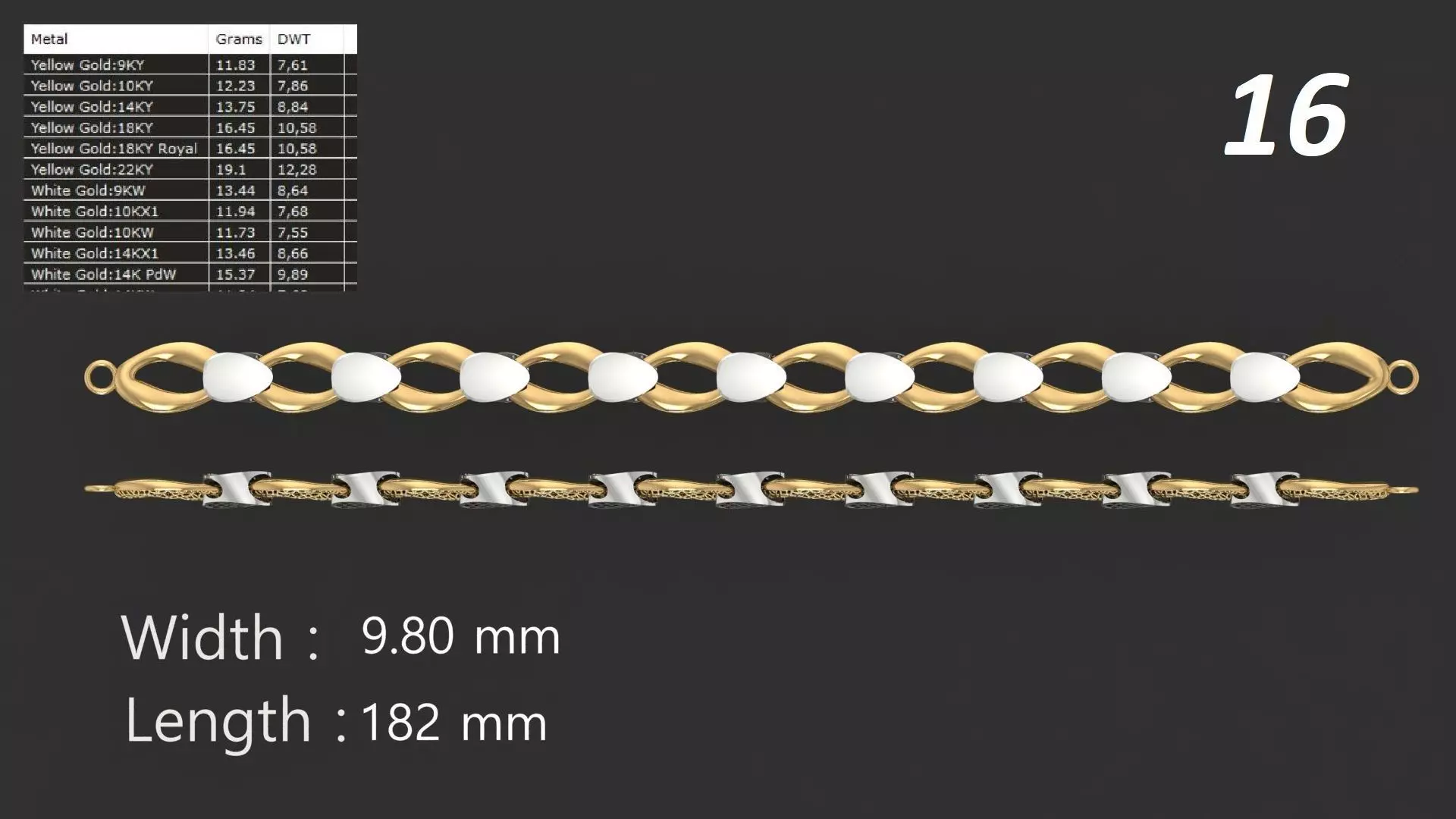 JALI FUSHION LINK CHAIN BRACELET PACK 20 3D print model_15