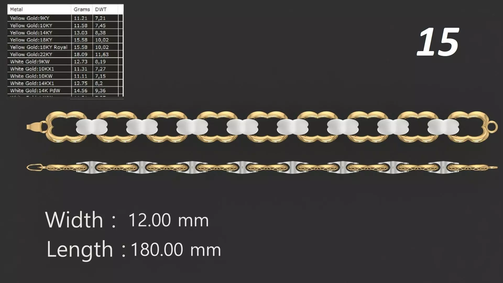 JALI FUSHION LINK CHAIN BRACELET PACK 20 3D print model_14