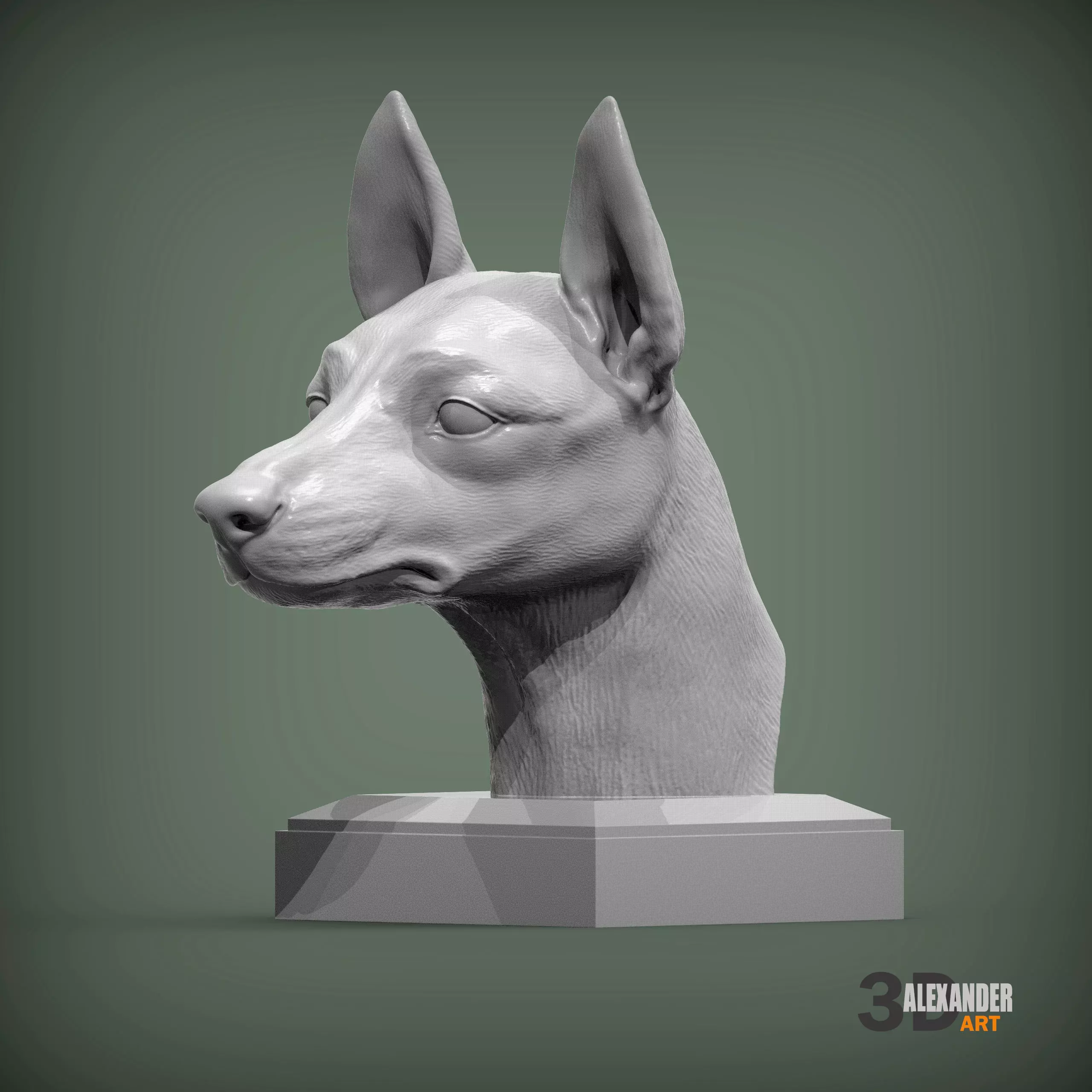 English Toy Terrier Bust 3D print model_1