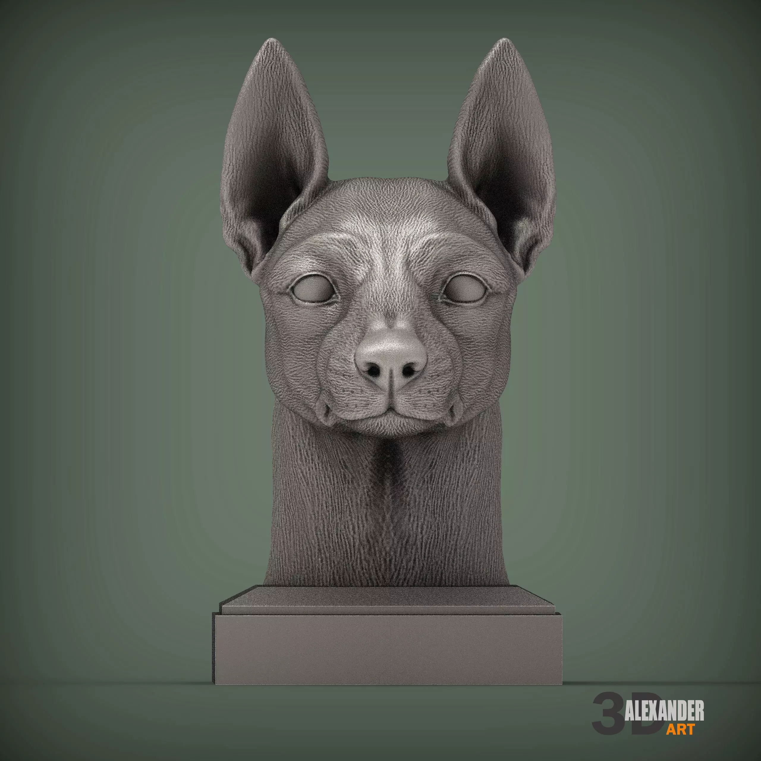English Toy Terrier Bust 3D print model_2