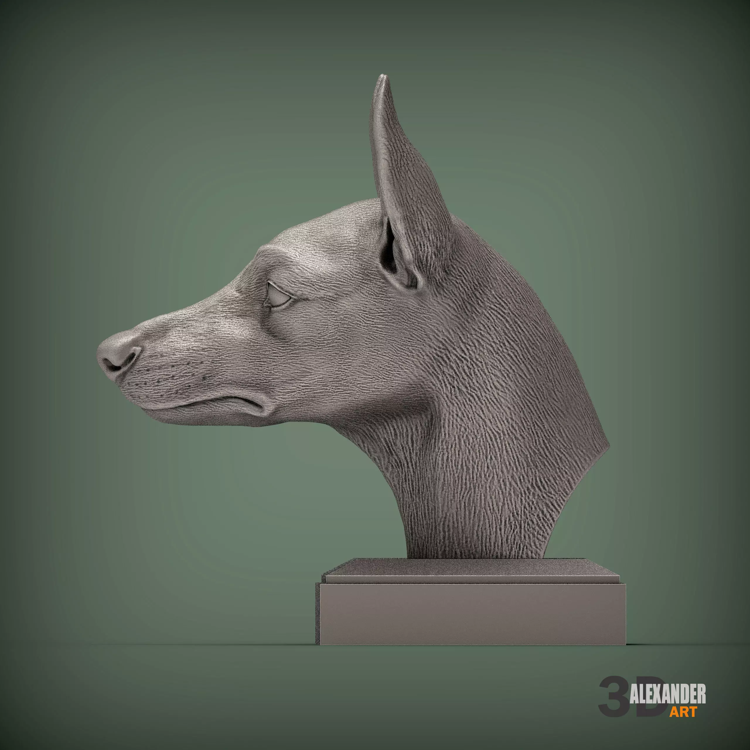 English Toy Terrier Bust 3D print model_4