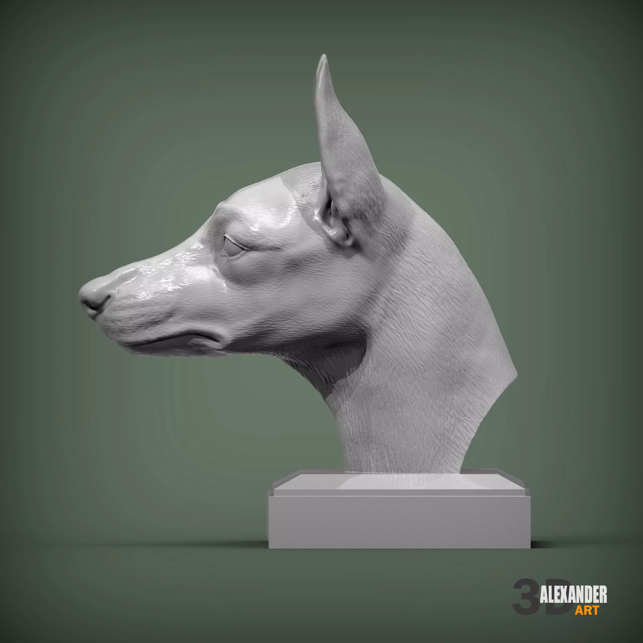 English Toy Terrier Bust 3D print model_0