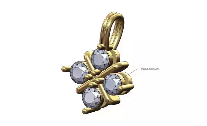 Diamond clover cluster pendant charm