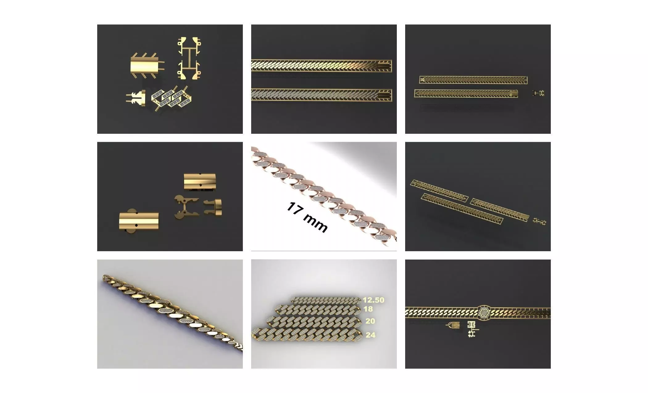 COLLECTION 750 CUBAN-LINK-CHAIN-BRACELETS- BULK  3D print model_14