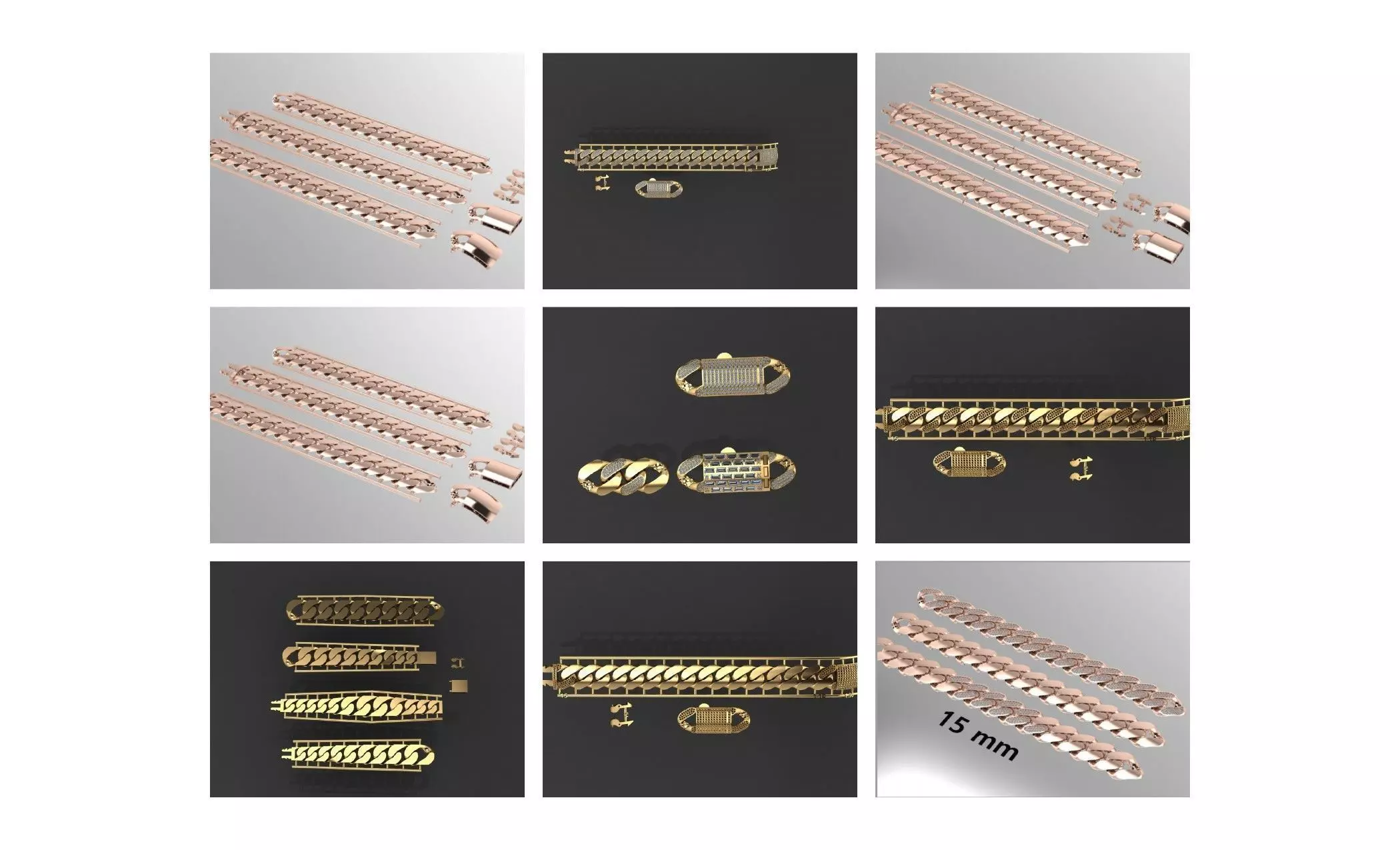 COLLECTION 750 CUBAN-LINK-CHAIN-BRACELETS- BULK  3D print model_16