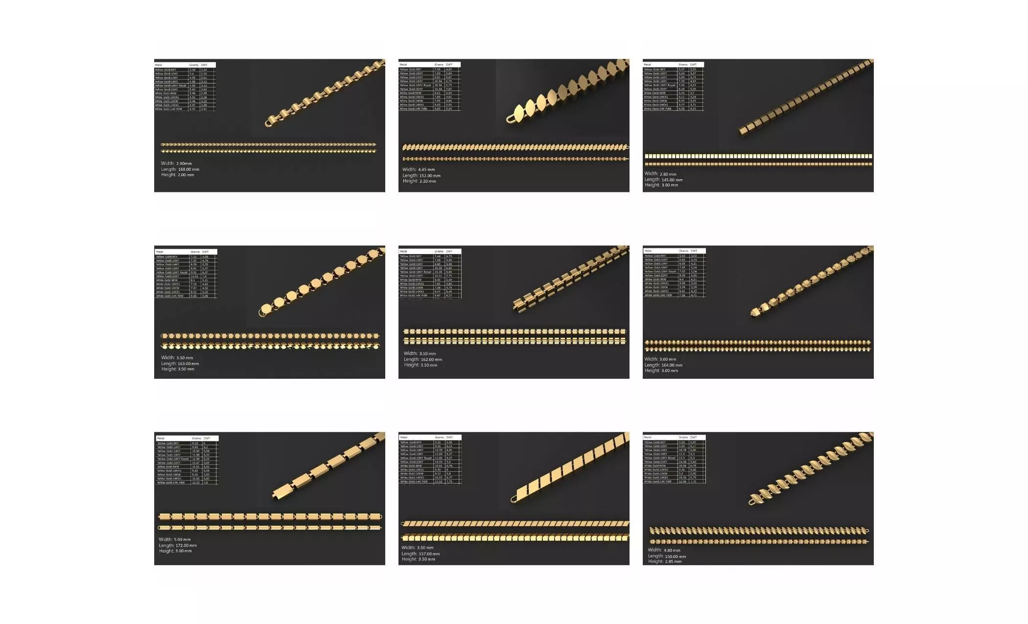 COLLECTION 750 CUBAN-LINK-CHAIN-BRACELETS- BULK  3D print model_1