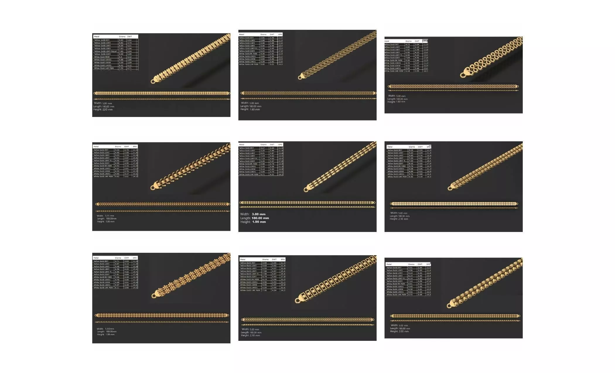 COLLECTION 750 CUBAN-LINK-CHAIN-BRACELETS- BULK  3D print model_13