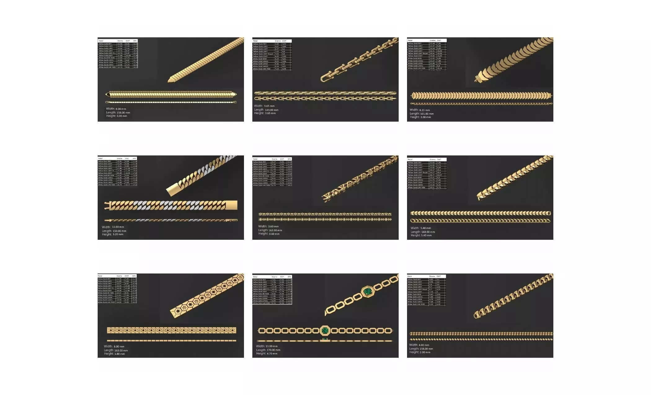 COLLECTION 750 CUBAN-LINK-CHAIN-BRACELETS- BULK  3D print model_8