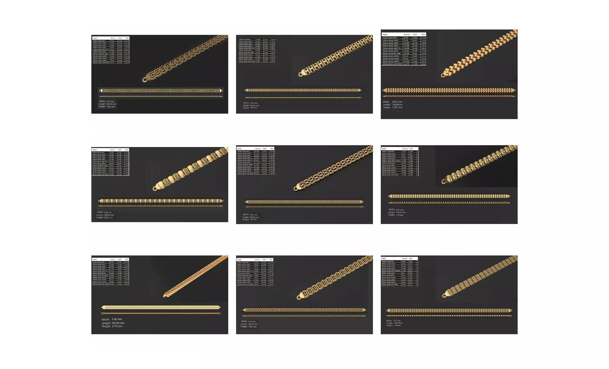 COLLECTION 750 CUBAN-LINK-CHAIN-BRACELETS- BULK  3D print model_12