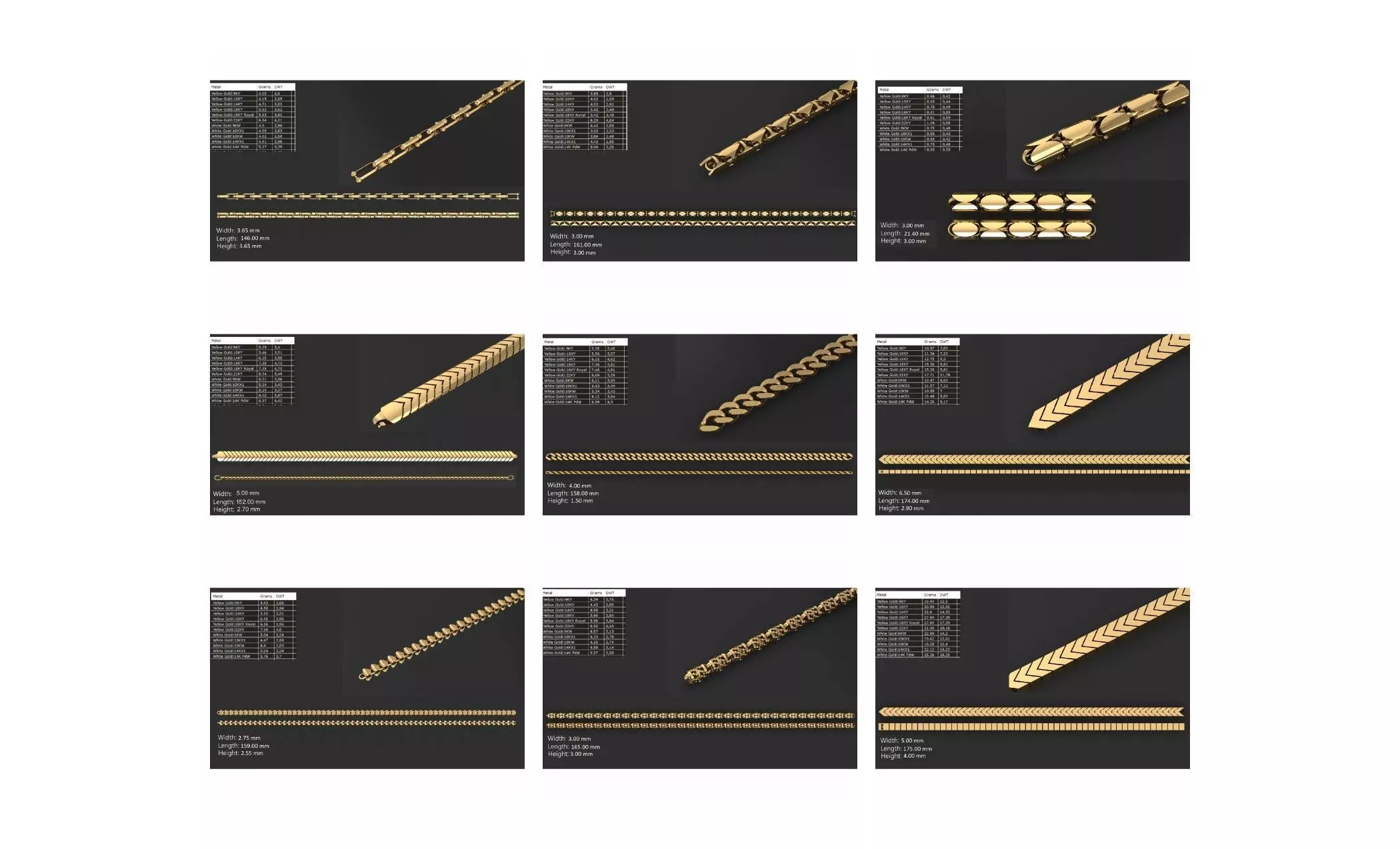 COLLECTION 750 CUBAN-LINK-CHAIN-BRACELETS- BULK  3D print model_9