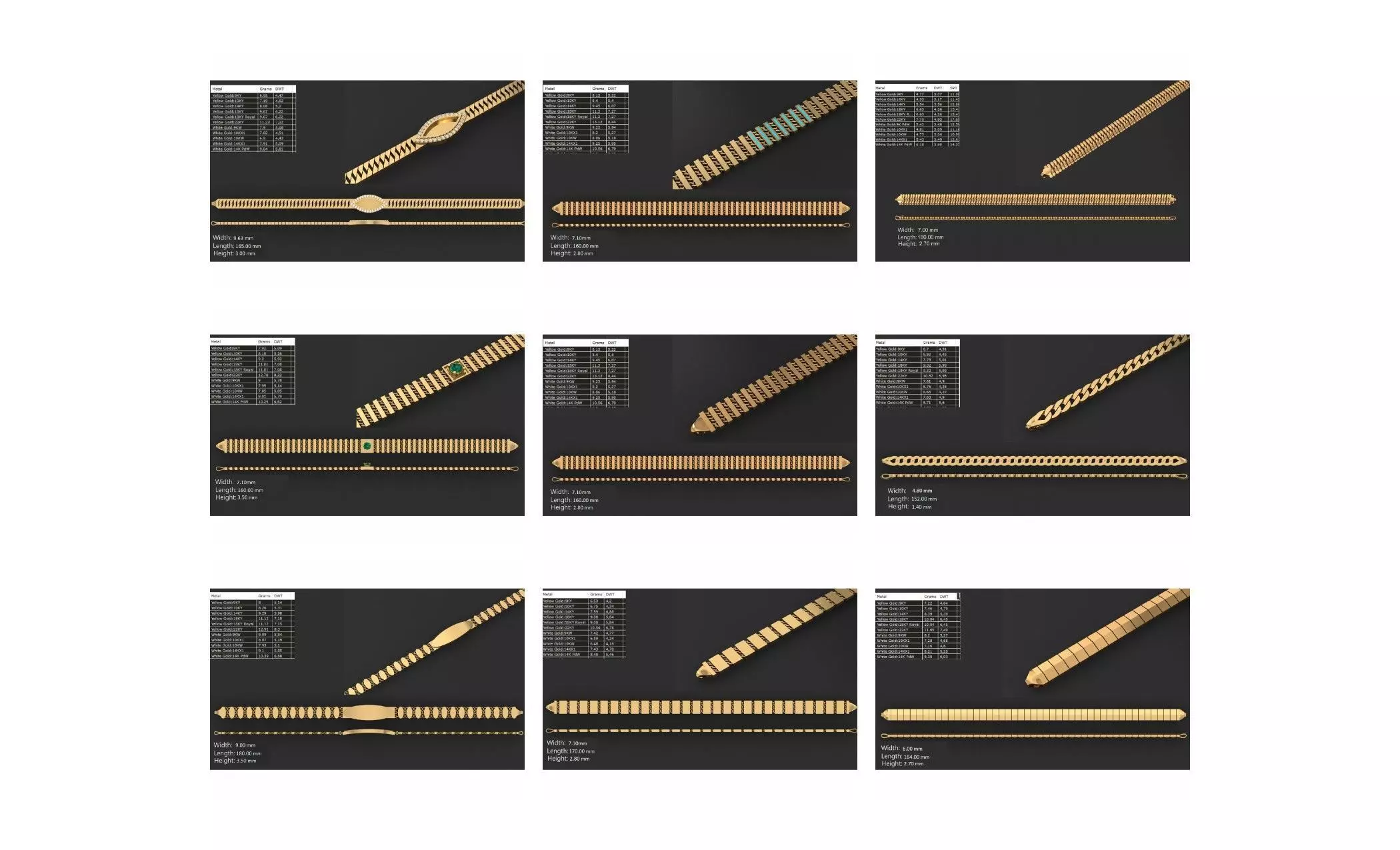 COLLECTION 750 CUBAN-LINK-CHAIN-BRACELETS- BULK  3D print model_11