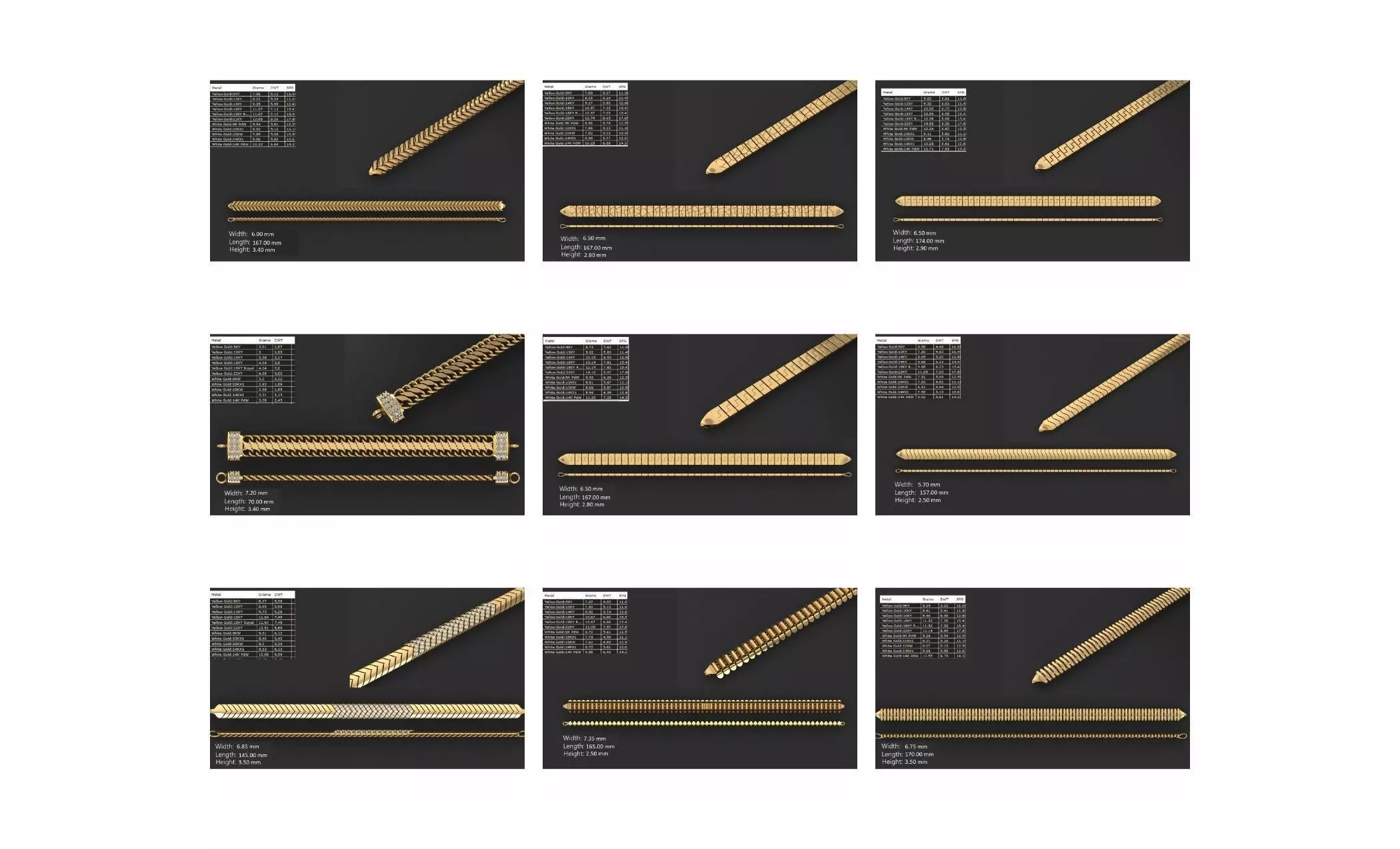 COLLECTION 750 CUBAN-LINK-CHAIN-BRACELETS- BULK  3D print model_10