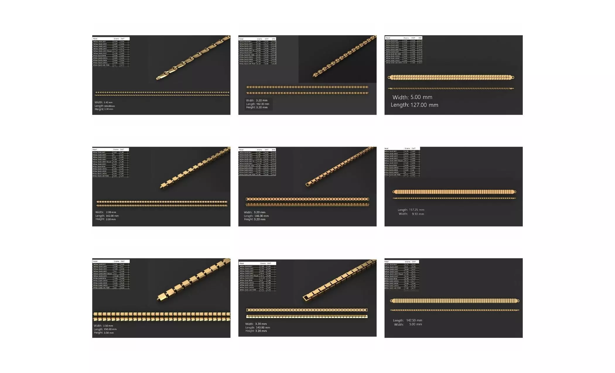 COLLECTION 750 CUBAN-LINK-CHAIN-BRACELETS- BULK  3D print model_3