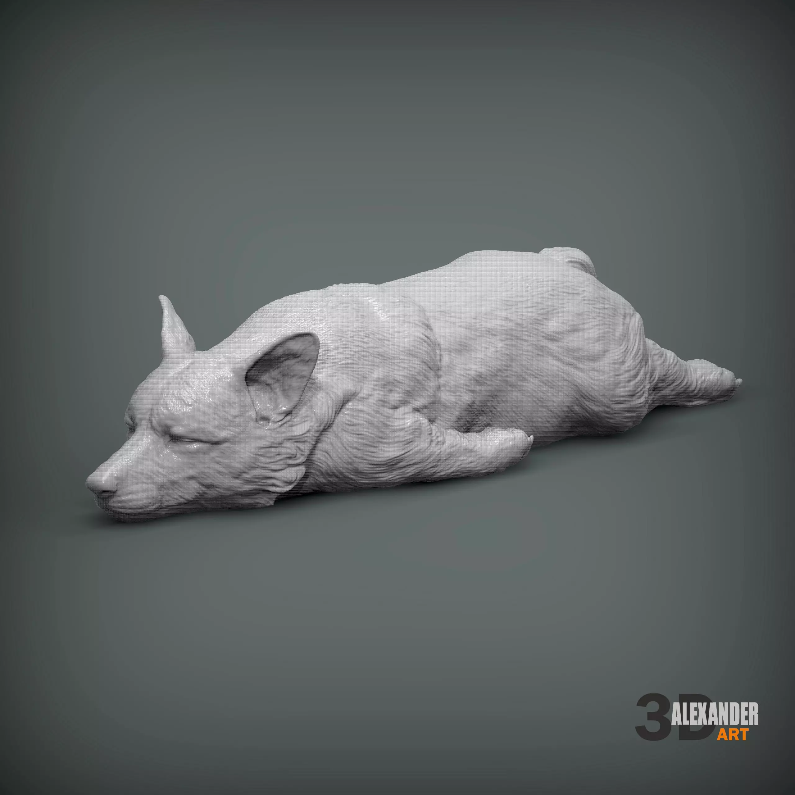 Sleeping Corgi 3D print model_0