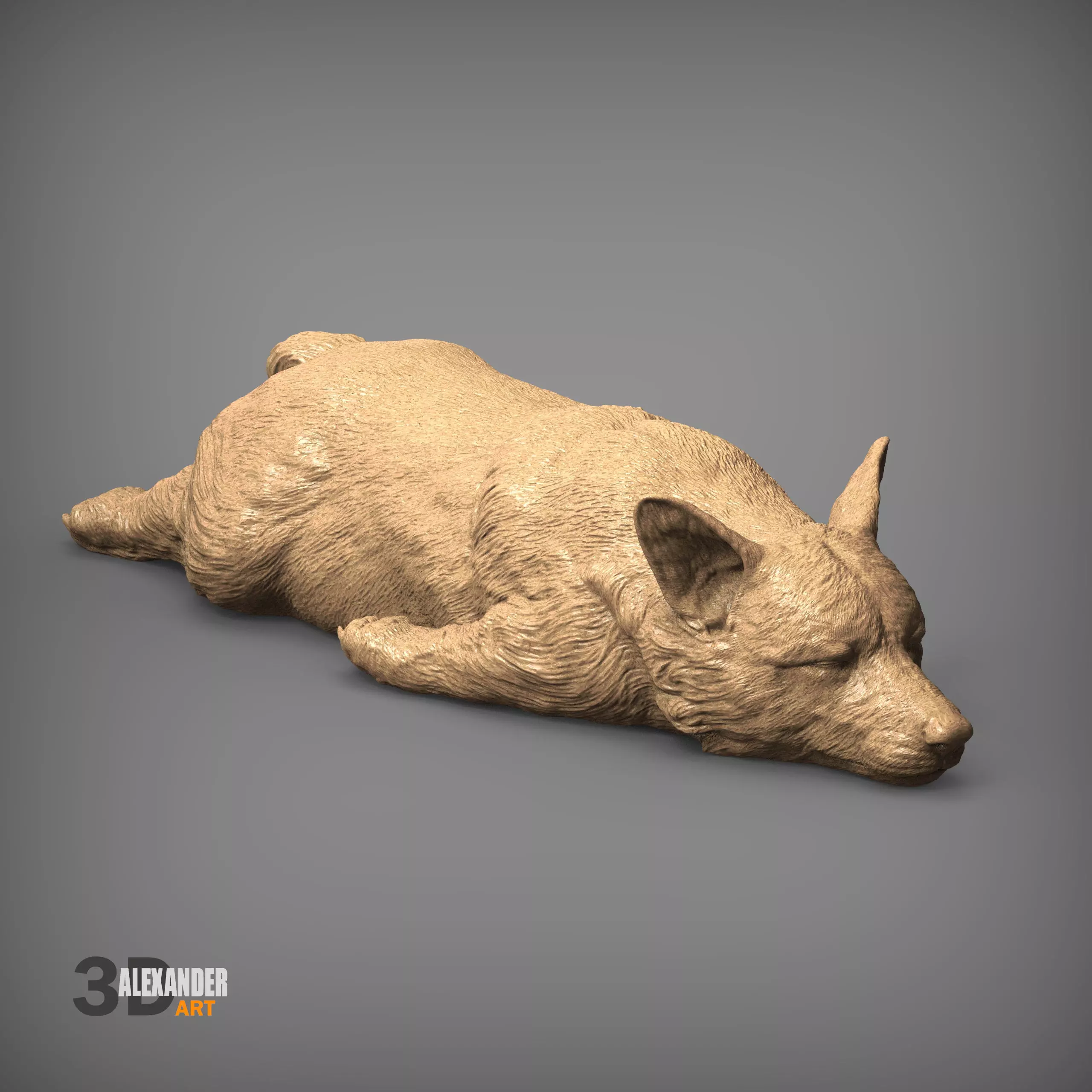 Sleeping Corgi 3D print model_4