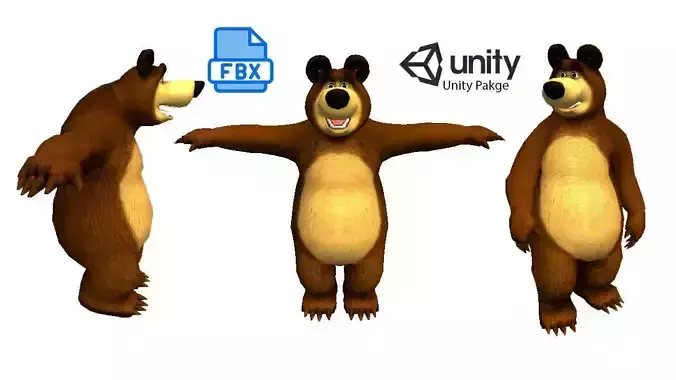 Grizzy Bear Low-Poly 3D Model