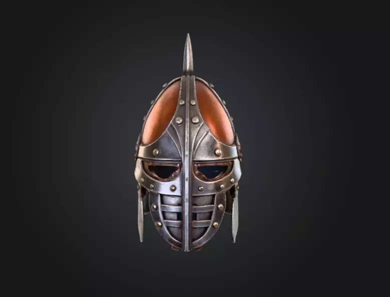 Viking Warrior Helmet Low-poly 3D model_0