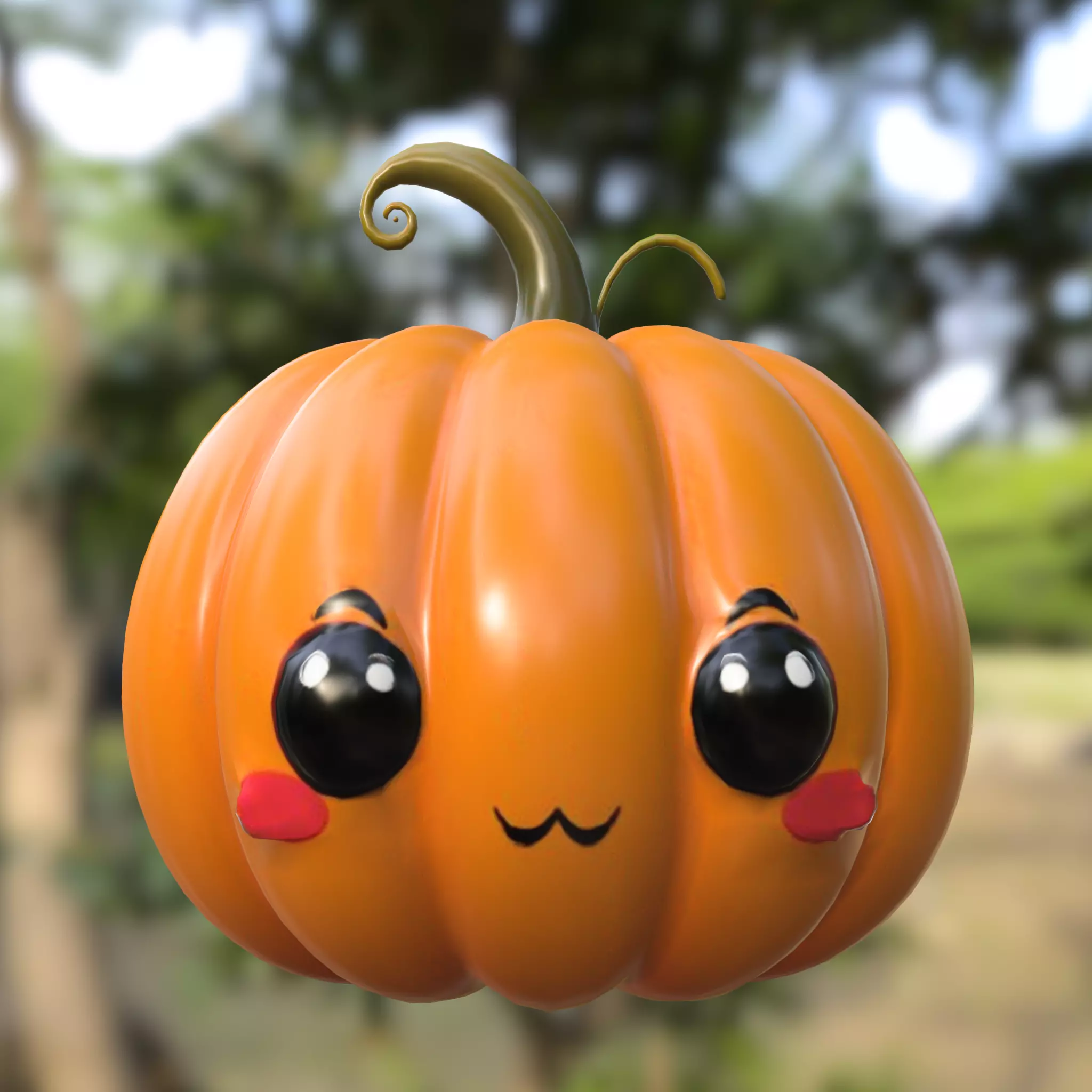 Cute Pumpkin Low-poly 3D model_1